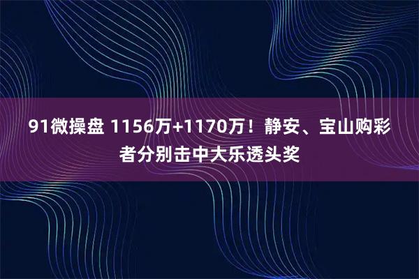 91微操盘 1156万+1170万！静安、宝山购彩者分别击中大乐透头奖