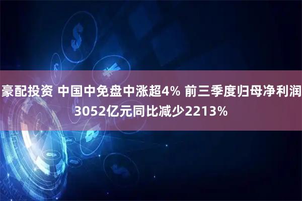 豪配投资 中国中免盘中涨超4% 前三季度归母净利润3052亿元同比减少2213%